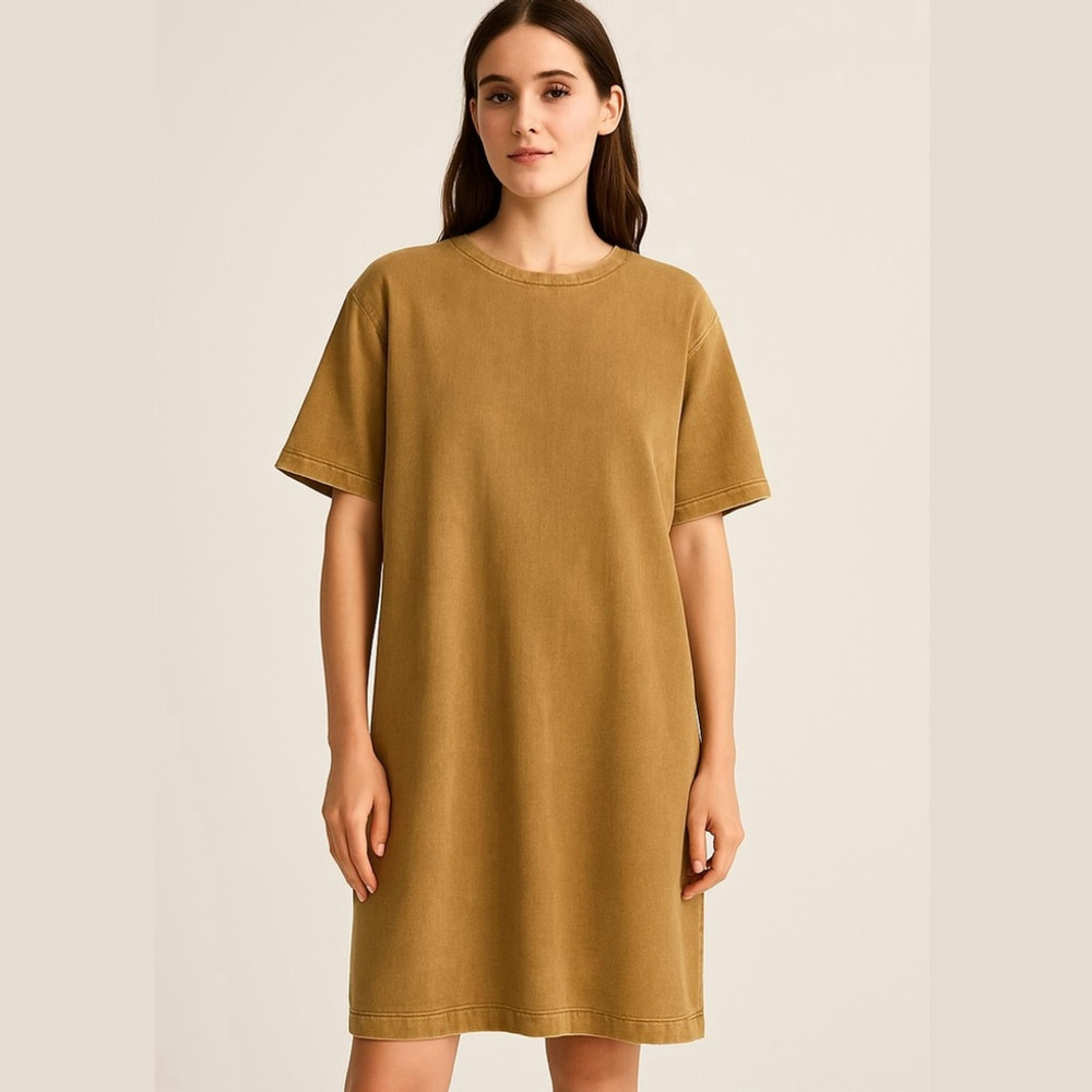 Collection Privee Garment Tea Dyed Short Sleeve A Line Knee Length Dress Size 42